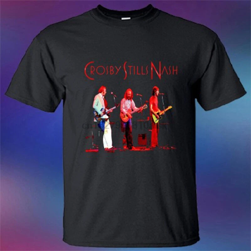 Новый стиль Crosby Nash CSN Rock Group Мужская черная футболка Размер S-3XL |