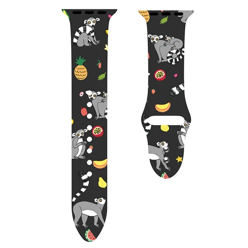 monkey Силиконовый ремешок для Apple watch band 5, 4, 44 мм, 40 мм, рождественский подарок, мягкий наручный ремень с цветочным принтом, ремешок для часов iWatch 3, 2, 38 мм, 42 мм - Цвет ремешка: monkey