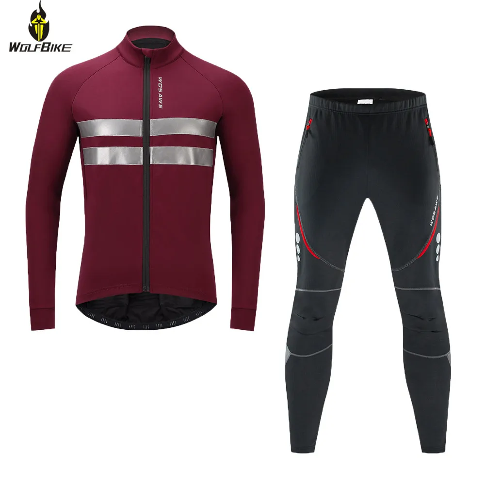 Мужской зимний светоотражающий велосипедный комплект WOSAWE теплые флисовые брюки