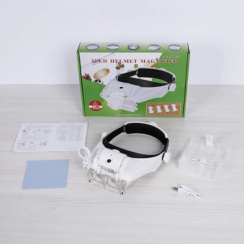 15 Multiples Headband Led Light Glasses Magnifier 3 LED Surgical Magnifying Glass with Eye Loupe Portable Reading | Инструменты