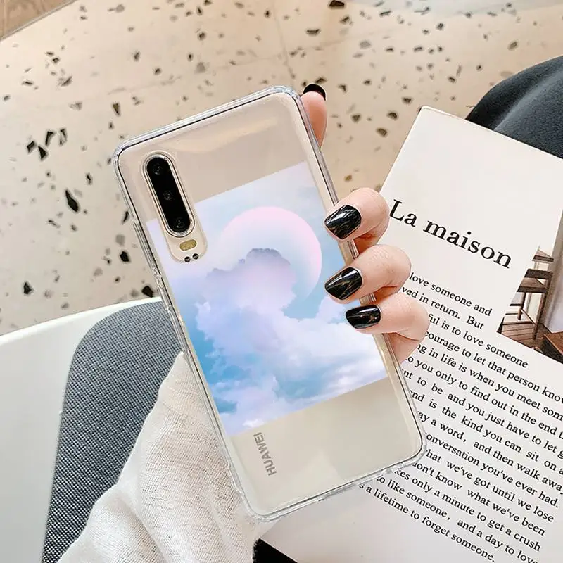 

Sweet pink Cloud printing Phone Case Transparent for Samsung A71 S9 10 20 HUAWEI p30 40 honor 10i 8x xiaomi note 8 Pro 10t 11