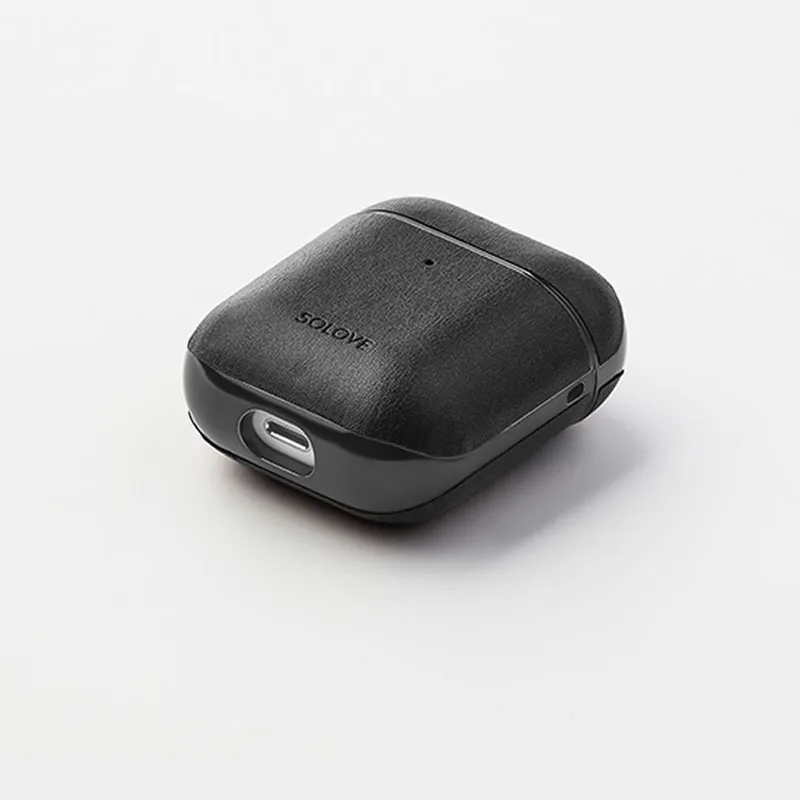 Чехол для наушников Xiaomi Mijia Youpin SOLOVE для Iphone, чехол для наушников из кожи, подходит для 1-го и 2-го поколения - Цвет: Черный