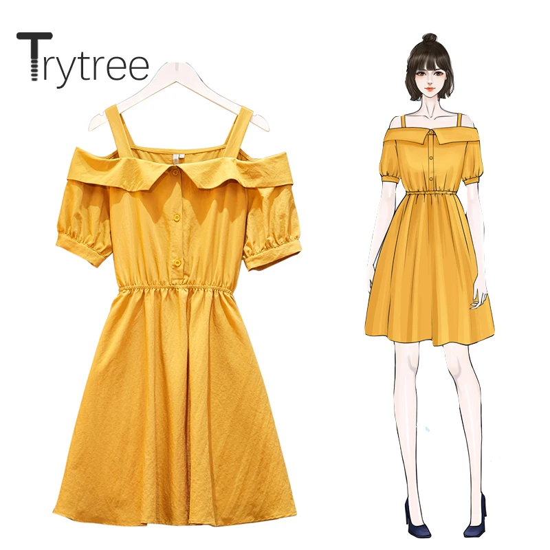 Летнее платье Trytree женское Повседневное майка лоскутное рубашка с отложным