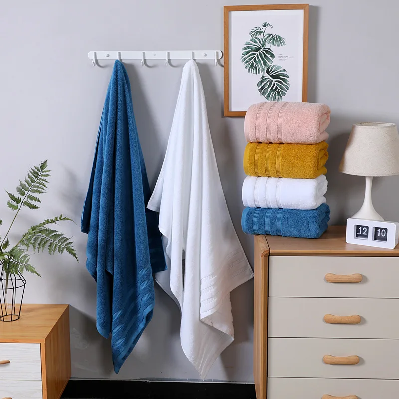 Банное полотенце из чистого хлопка влагопоглощающее быстросохнущее однотонное