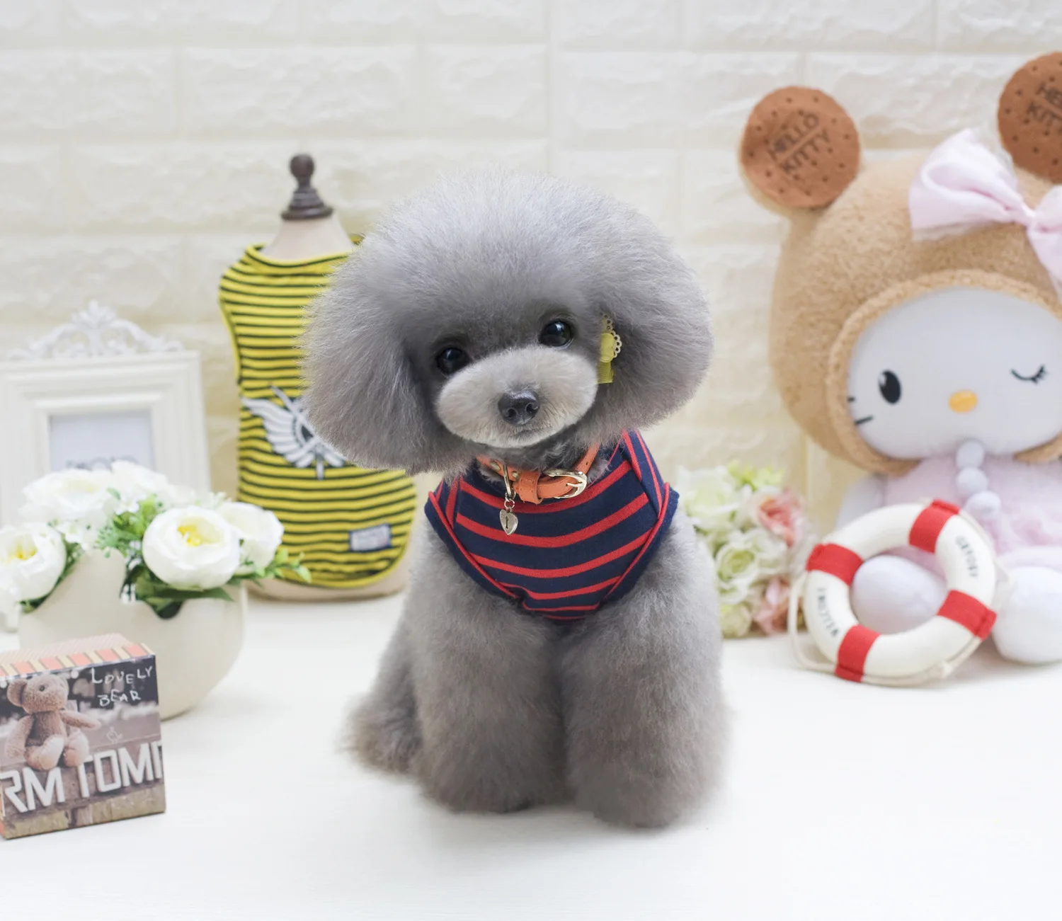 

Pet Clothes Dog Clothes Spring and Summer Thin Cat Teddy Small and Medium-sized Dog Clothes Three-color Striped Vest Pet Clothes