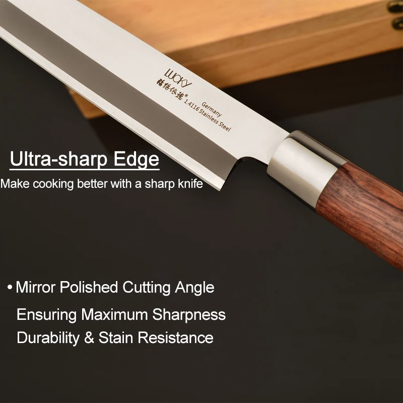 Профессиональный японский нож для суши сашими 11 дюймов левая рука немецкий рыбы