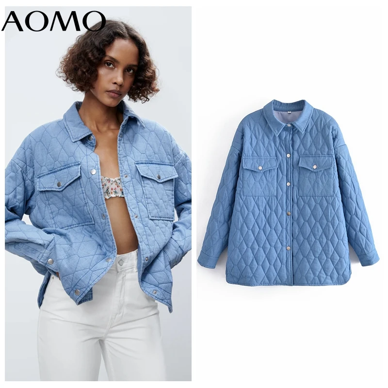 

Женская синяя тонкая парка оверсайз AOMO, зимняя женская теплая Элегантная куртка с карманами на пуговицах, QN112A, 2021