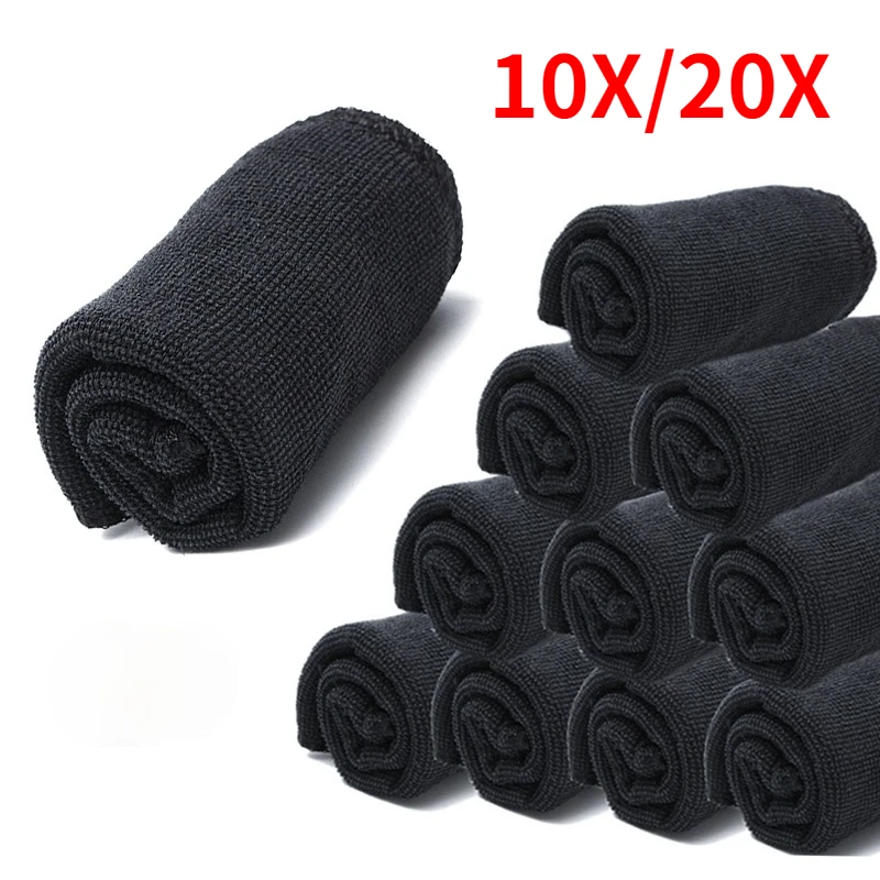 

10/20pcs Sponges Car Care Polishing Wash Towels Microfibers Car Detailing Cleaning Soft Cloths Home Window 30x40cm Black Sponges