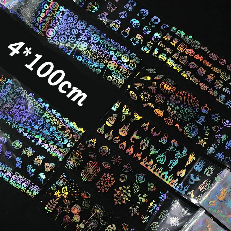 1 рулон фольги для ногтей с изображением пламени одуванчика панды бамбука