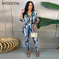 aesthetic print two piece set women long sleeve shirt tops and pencil pant suits 2021 streetwear casual sets outfit dropshipping