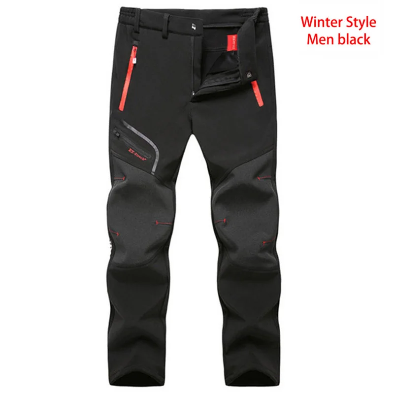 winter men black Luţu флисовые штаны для активного отдыха мужчин осень Softshell Штаны Открытый Брюки женские водонепроницаемые thremal горных походов лыжные брюки - Цвет: winter men black
