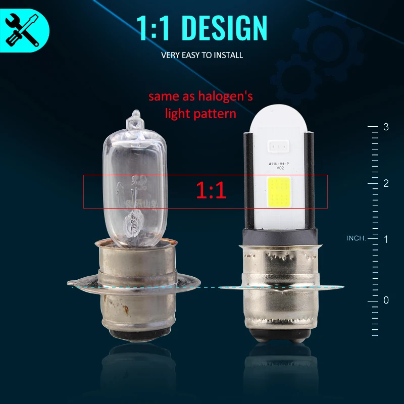 RTD M11U 1 шт. P15D H6 H6M H4 HS1 P43T светодиодный головной фонарь для мотоцикла 12 В