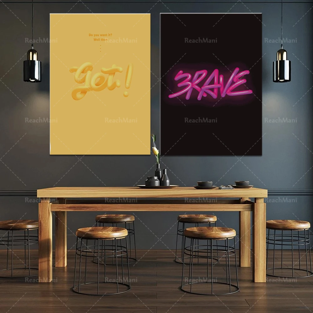 Вдохновляющие цитаты черные постеры получите желтые смело настенное искусство