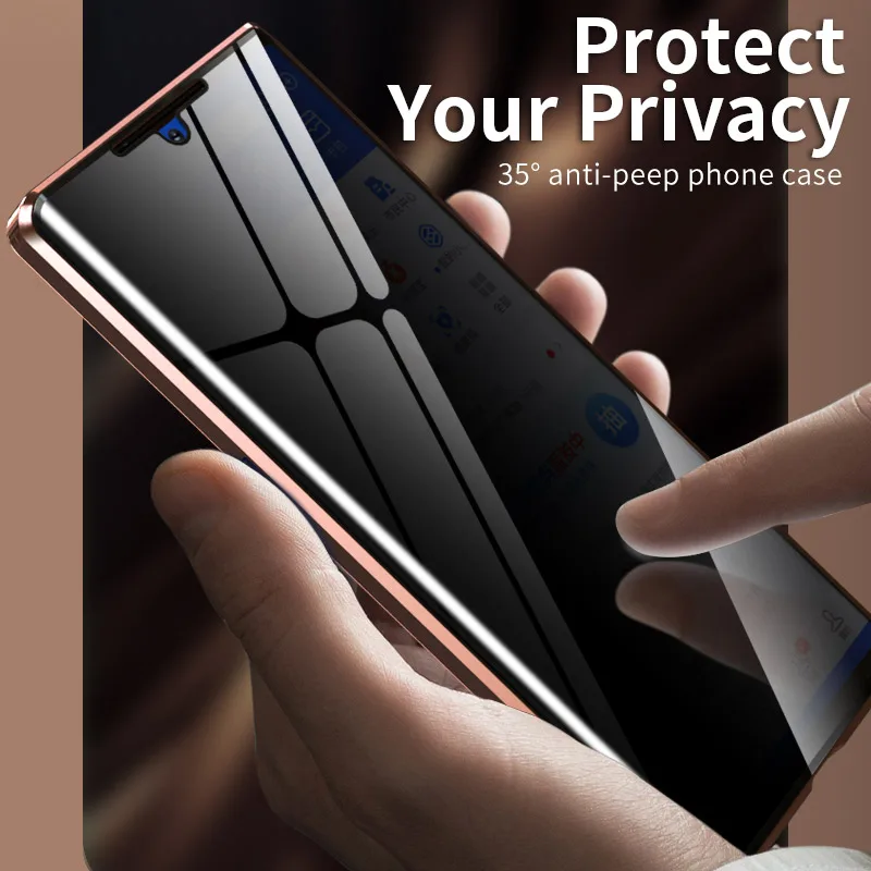 Стеклянный чехол для Samsung Galaxy Note 20 Ultra металлический магнитный с полным покрытием