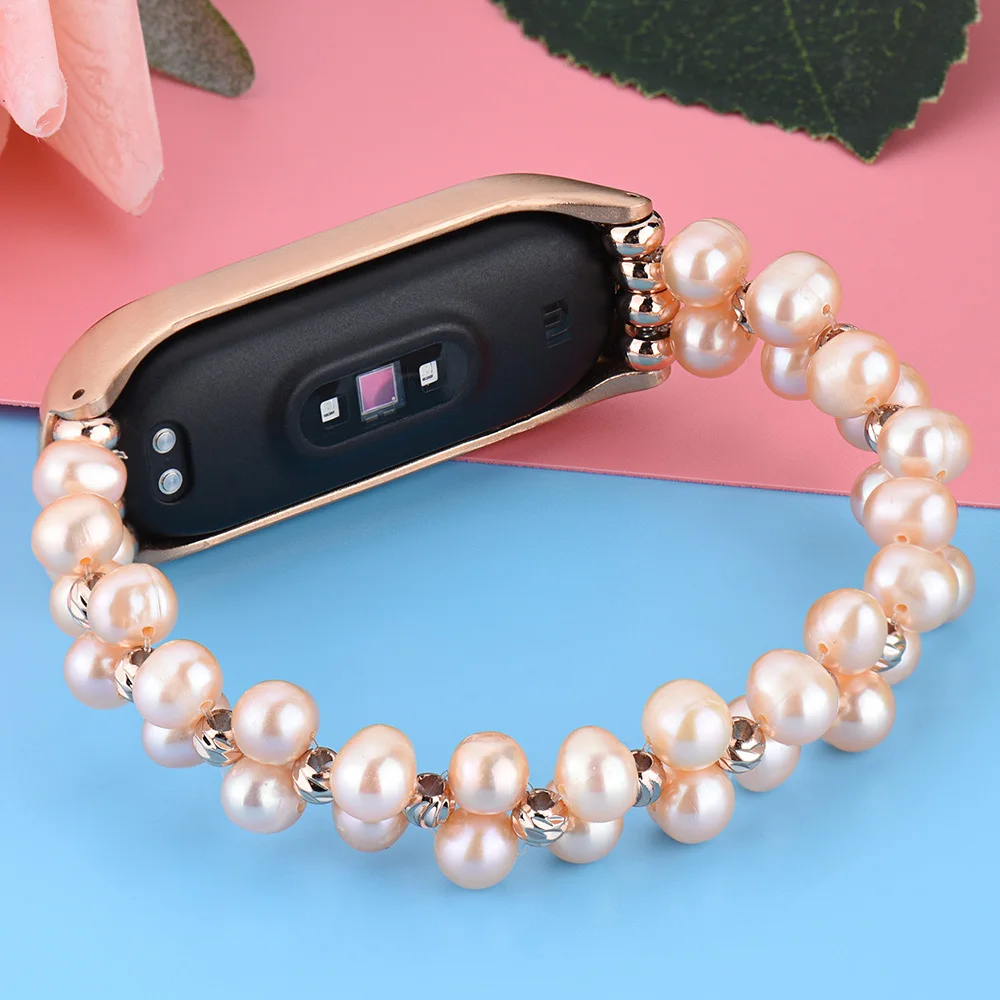 Ремешок ручной работы для браслета Mi Band 3 4 цепочка из жемчуга ремешок наручных