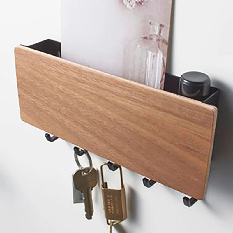 

Wall Mounted Key Holder Key Chain Rack Hanger with 5 Hooks Mail Holder Organizer for Door Entryway Hallway EIG88