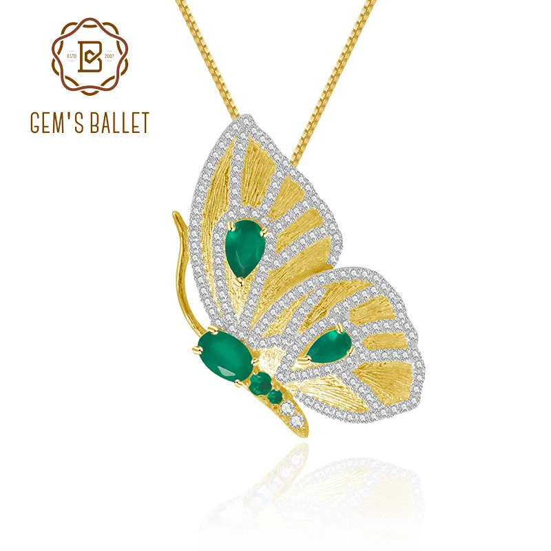 Женская Брошь бабочка ручной работы GEM'S BALLET Элегантная из стерлингового