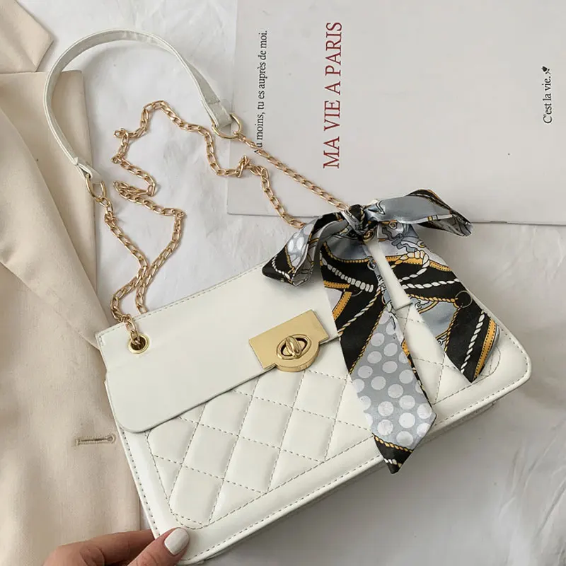 

Fashion Rhombus Handbag For Women Large Capacity Tote Bag Pu Leather Chain Strap Shoulder Bag Female Simple Style Crossbody Bag