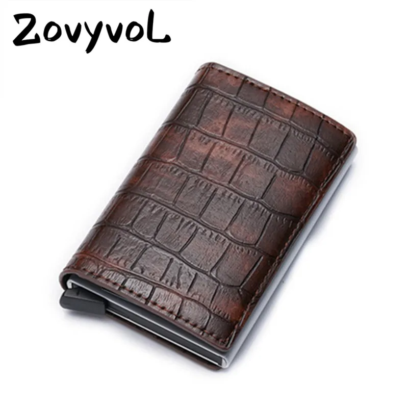 

Кожаный кошелек унисекс ZOVYVOL, винтажный кошелек с узором под крокодилью кожу, с алюминиевой прослойкой, удобный для