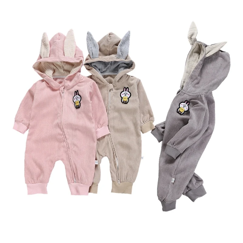 

Newborn Kids Baby Boy Baby Girl Warm Infant Zipper Cotton Long Sleeve Romper Jumpsuit Bunny Ears Hoodies Clothes Outfit 0-18M
