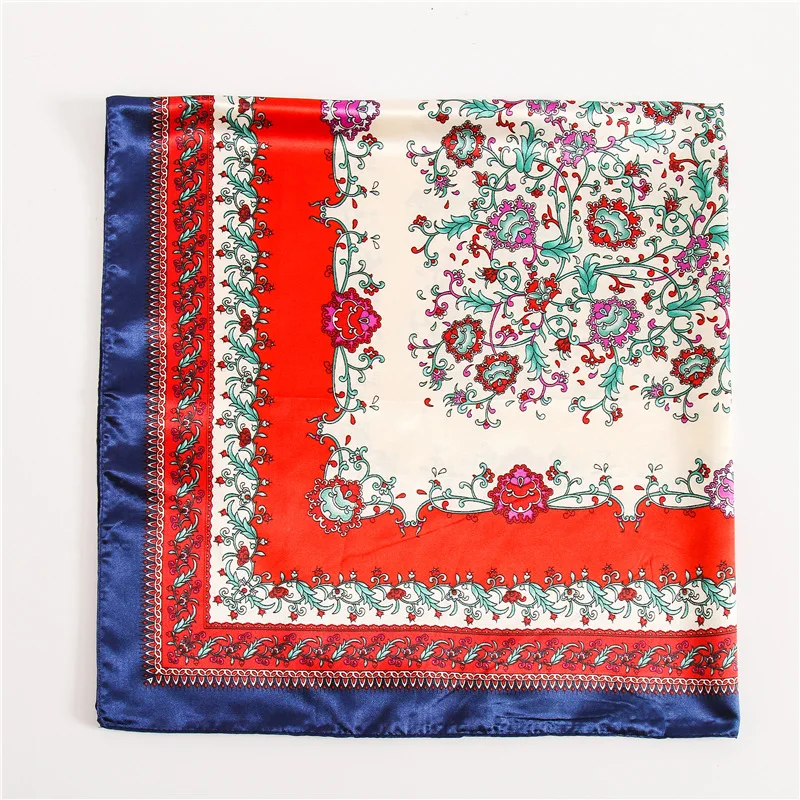 

new 2018 silk scarf square smooth large size women pashmina office neck scarves bandana print hijabs 90*90cm