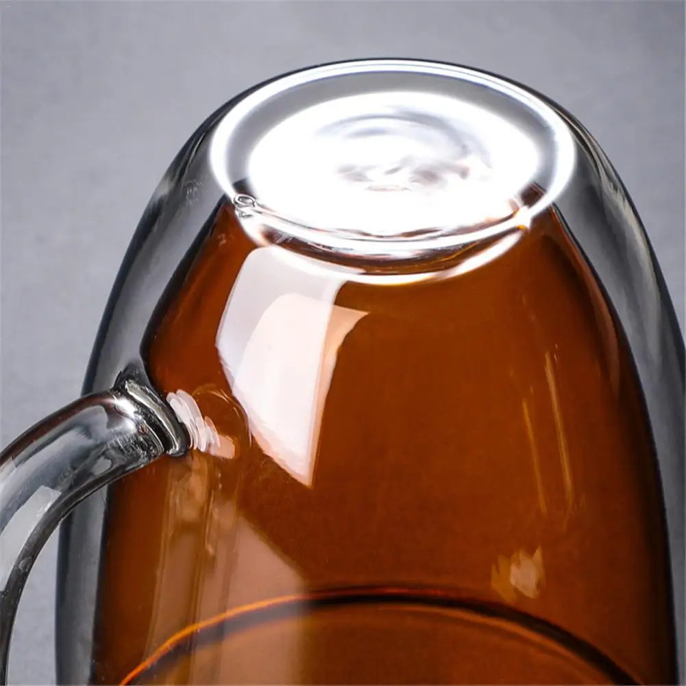 Двухслойная стеклянная кофейная кружка с ручкой высокого боросиликатного