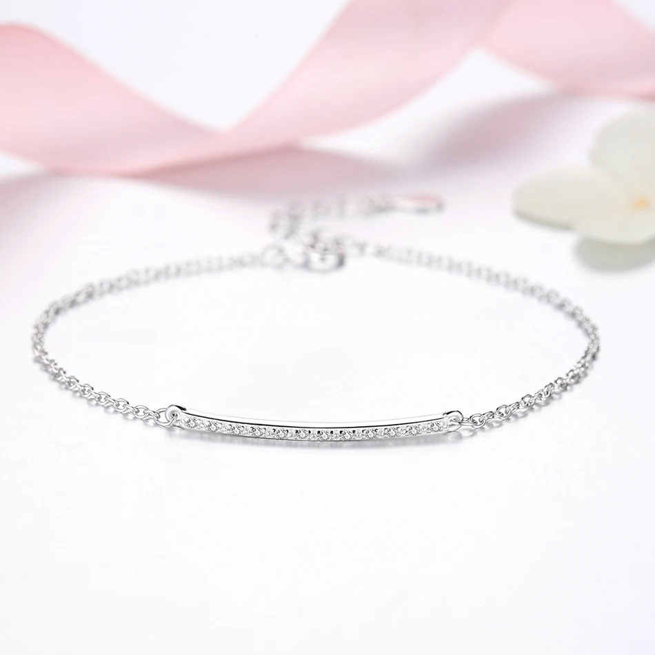 Модные 100% 925 стерлингового серебра Блестящий с украшением в виде кристаллов