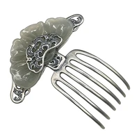 bocai s925 sterling silver hair accessories creative flowers totem jade headdress pure argentum hairpin charm jewelry for women