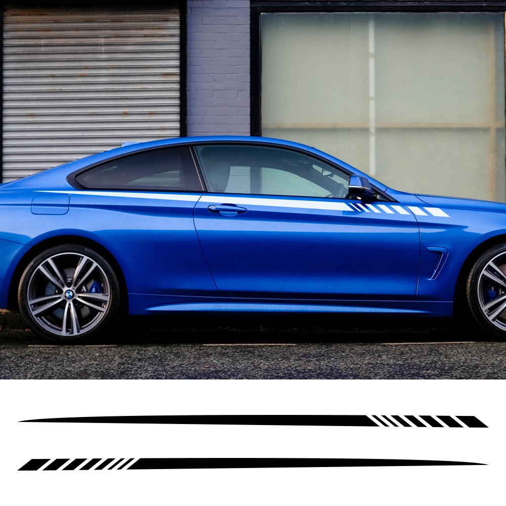

2021 2PCS DIY Decals Styling Decals Car Tuning Accessories Long Stripe Car Sticker Body Side Decal Vinyl Car Wrap Racing Sports
