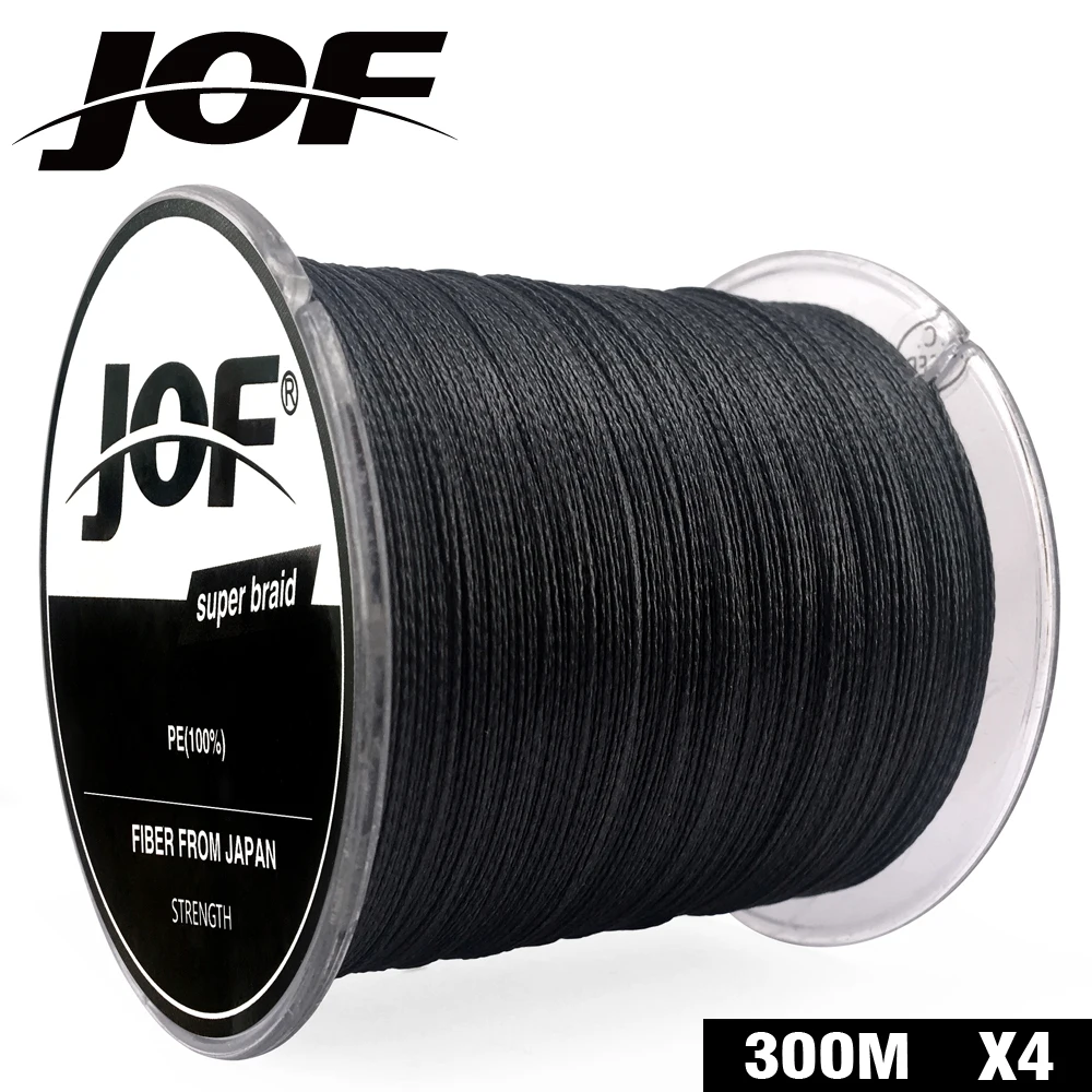 JOF PE плетеная леска черный многофиламентный рыболовный шнур 4 нити 100 м 150 300 500 1000