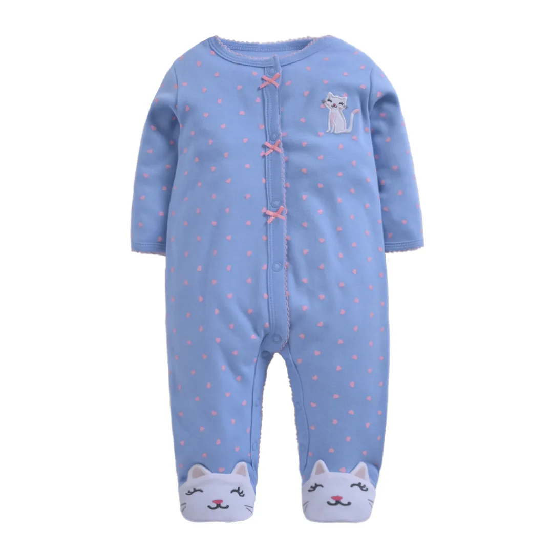 blue cat Детский хлопковый комбинезон с длинными рукавами для мальчиков, jumsuit, одежда для маленьких мальчиков от 0 до 3 месяцев зимняя одежда для маленьких девочек, комбинезон - Цвет: blue cat