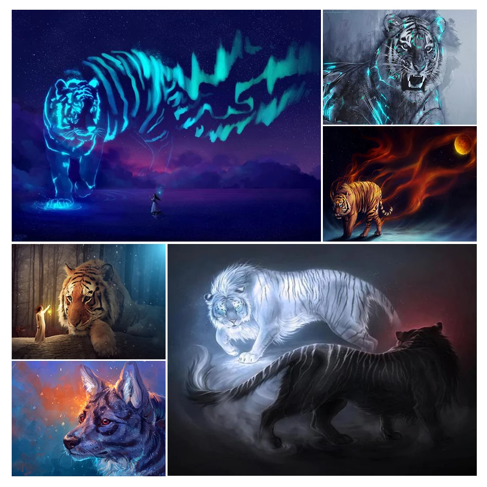 

5D DIY Diamond Painting Animal Tiger Kit Full Drill Square Embroidery Diamond Mosaic Art Picture Crystal Crafts Home Decor Gift