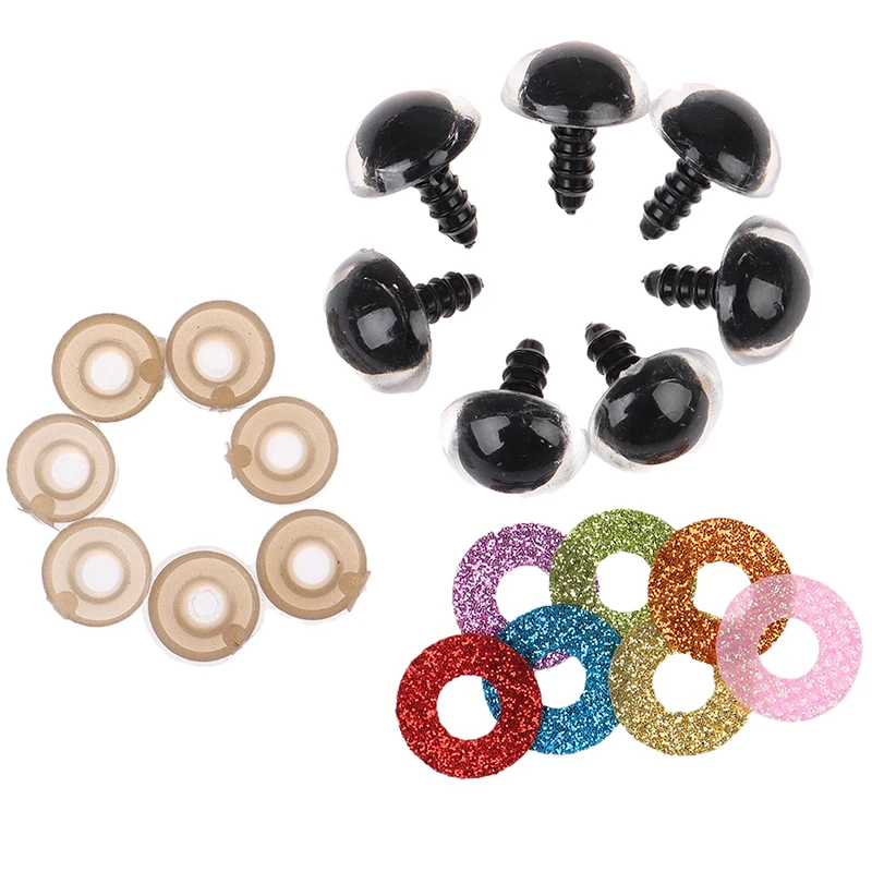 

10Sets 16MM Stuffed Toys Glitter Safety Eyes Nonwovens Washer Clear Doll Eyes