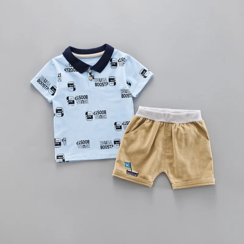 The United States 2019 New Cotton Letters Children's Short Sleeve T-shirt 1-4 Years Old Child Baby Suit A Undertakes |