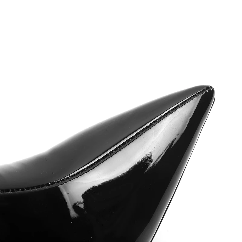 

WETKISS High Heels Boots Women Patent Pu Ankle Booties Female Zip Party Shoes Ladies Pointed Toe Shoes Winter New Plus Size 45