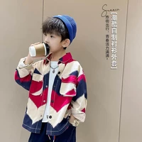 new fashion boys korean style western style spring and autumn top handsome medium and big childrens clothes