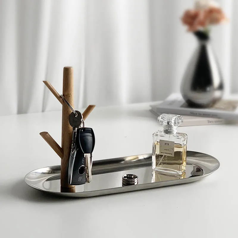 1 шт. серебряный поднос металлический кухонный для хранения шикарная латунная