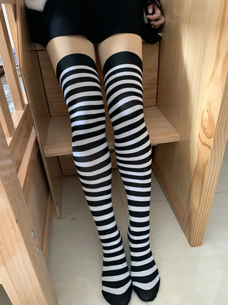 

Sexy Striped Compression Stockings Girl Kawaii Long Body Thigh High Stocking Overknee Boots Cute Women's Stockings