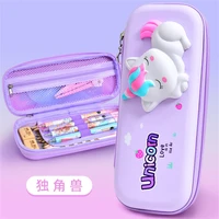 3d eva cute unicorn pen pouch pencil case for girls school stationery box anti shock large capacity multi compartment students