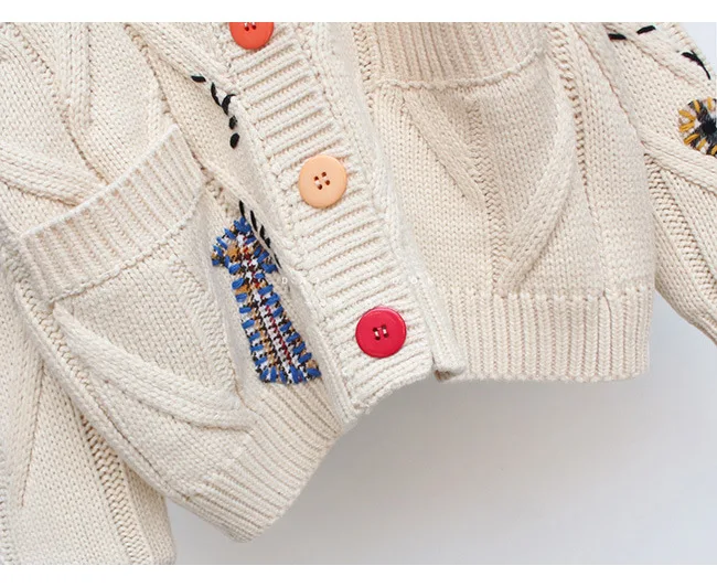 

Woman Warm Knitted Sweater Autumn Winter Fashion Cardigan Sweater Jacket Ladies Embroidery Loose Knit Coat Casual Sweaters