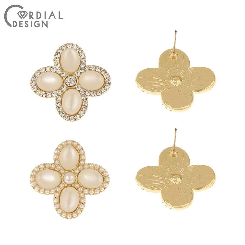 

Cordial Design 30Pcs 25*25MM Jewelry Accessories/Imitation Pearl/Flower Shape/Rhinestone Earring Stud/Jewelry Finding Components