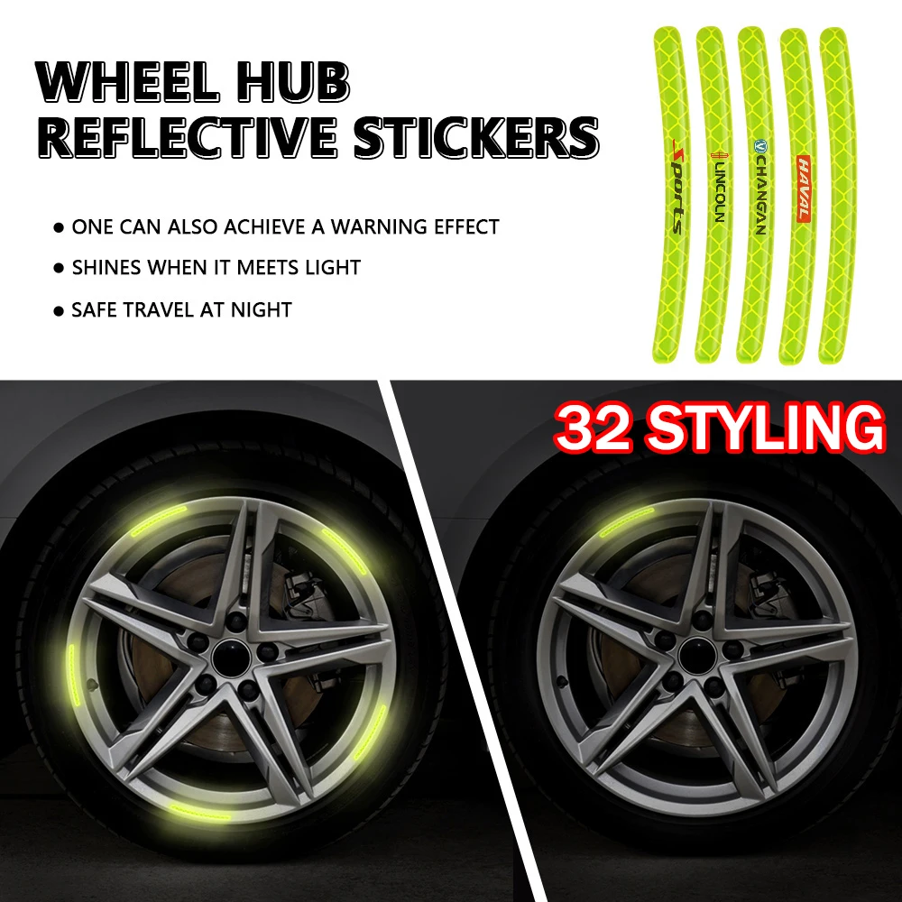 

1Set Reflective Car Wheel Hub Rim Tape Decor Sticker for Skoda Octavia 2 Superb Fabia 2 1 Roomster Yeti Rapid Felicia Citigo RS