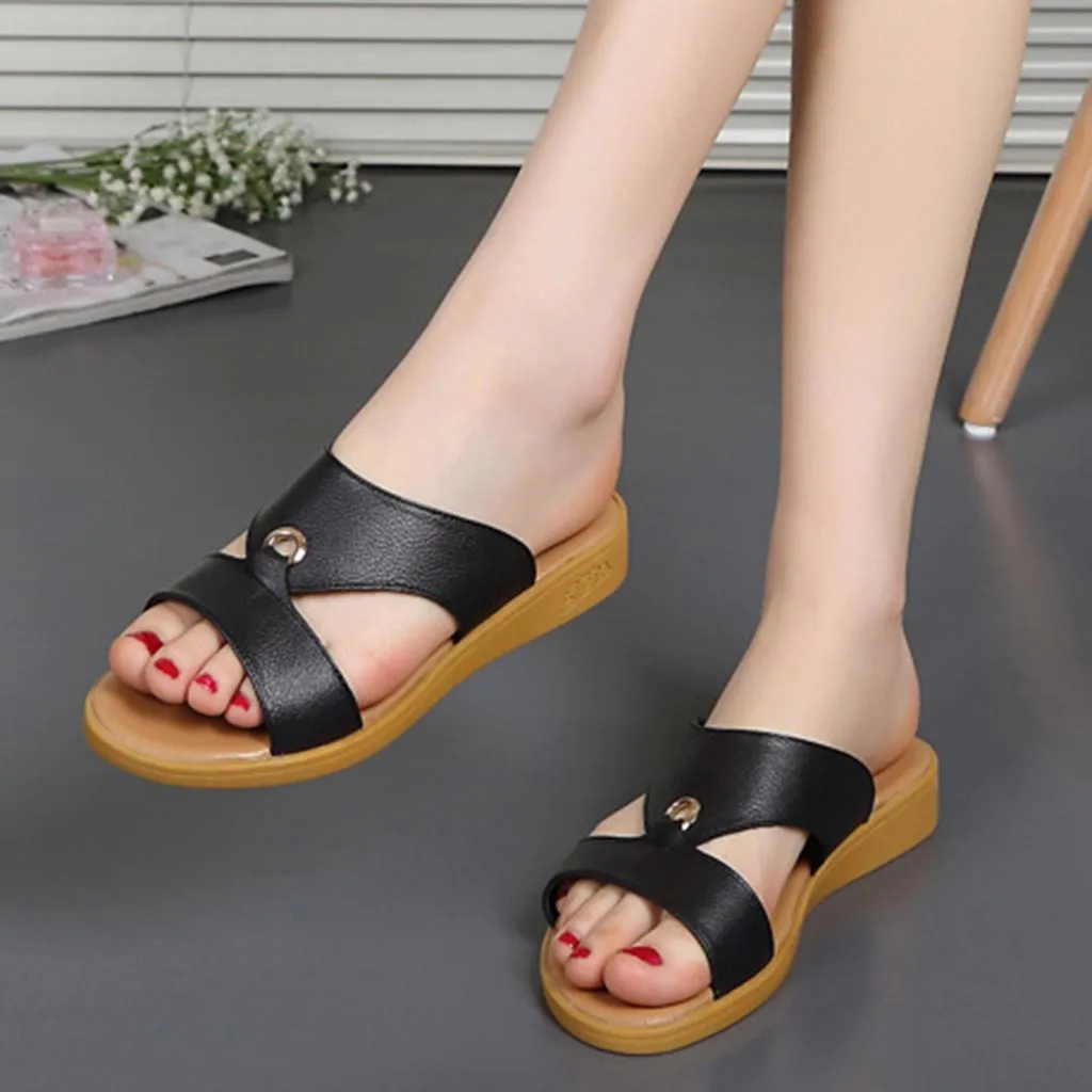 

Sandals Woman Shoes Soft Bottom Solid Color Round Head Mid Heel Leisure Fashion Creativity Sandals Women Summer Shoes