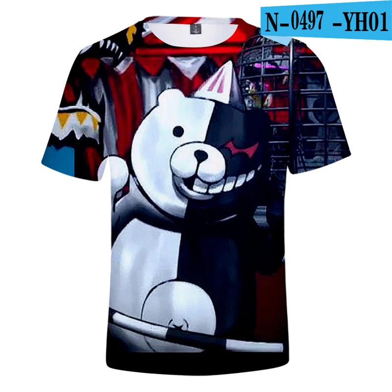 Футболка с изображением милого медведя монокумы 3D Забавные футболки для