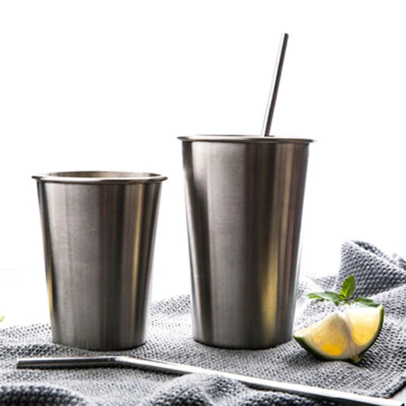 

1Pcs Stainless Steel Metal Cup Beer Cups White Wine Glass Coffee Tumbler Tea Milk Mugs Outdoor Travel Kitchen Home Camping Mugs