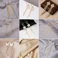 earrings fashion jewelry 2021 stainless steel ladies korea fashion new tassel butterfly flower temperament long wholesale