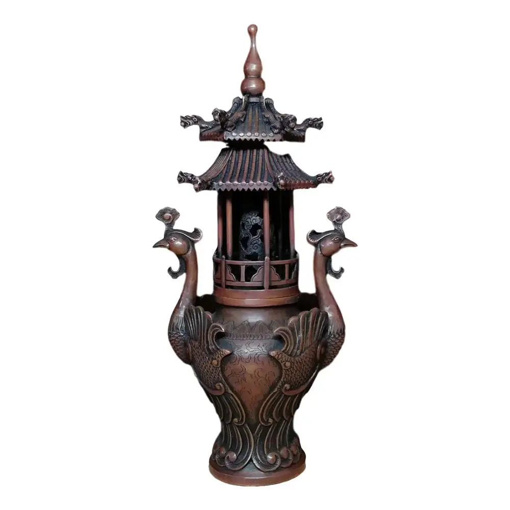 

LaoJunLu Чистая медь Феникс уха башня печи имитация античная бронза шедевр коллекция одиночной китайской традиционной