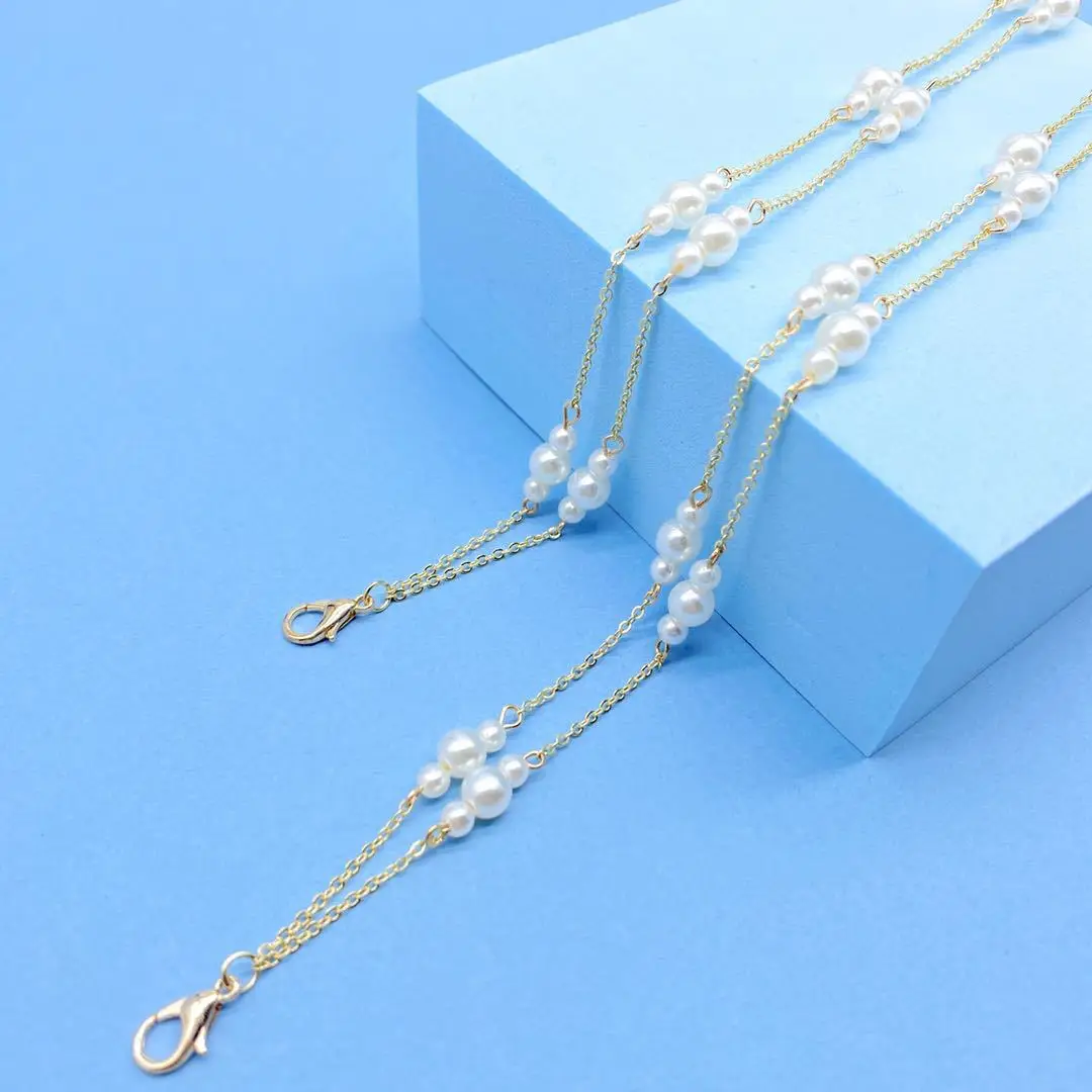 

Mask Lanyard Anti-lost Ear Hanging Glasses Lanyard Pearl Adjustable Mask Hanging Neck Rope