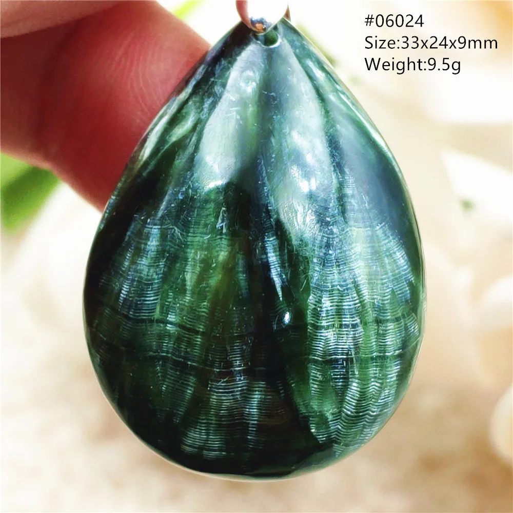 Натуральный Серафинит, зеленая Подвеска для женщин и мужчин, ожерелье из серафинита в форме капли воды, подвеска из кристалла, модный драгоц...