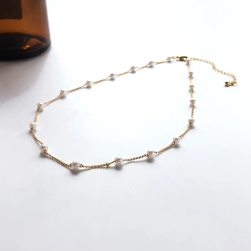 

Temperament creative lady charm beautiful chain pearl clavicle chain simple street style trendy female personality necklace